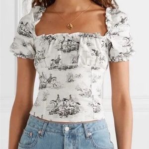 REFORMATION Salina Top Britannia Equestrian/ Horses Toile Size 2